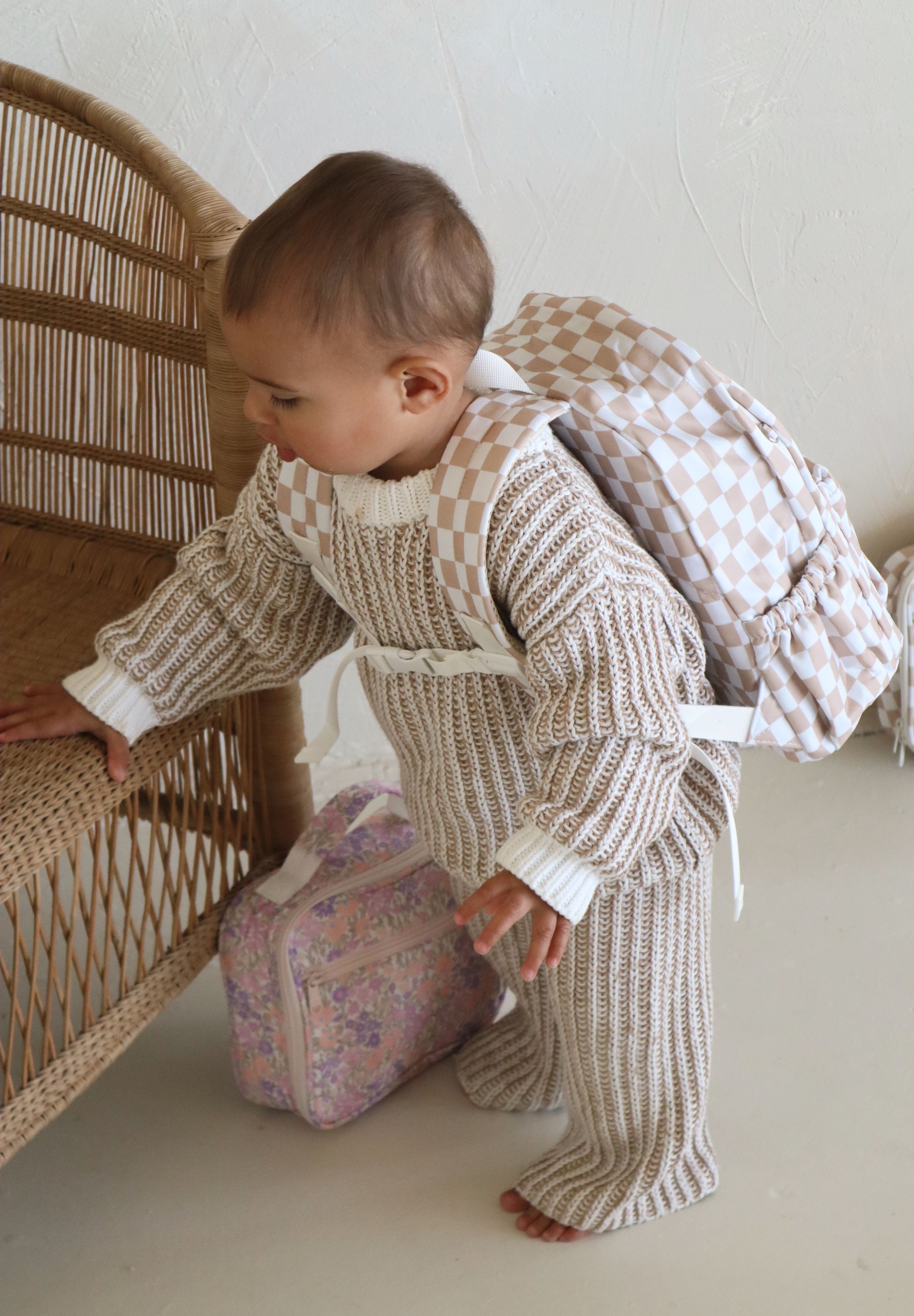 Caramel Check Mini Daycare/Toddler Backpack-Kinnder