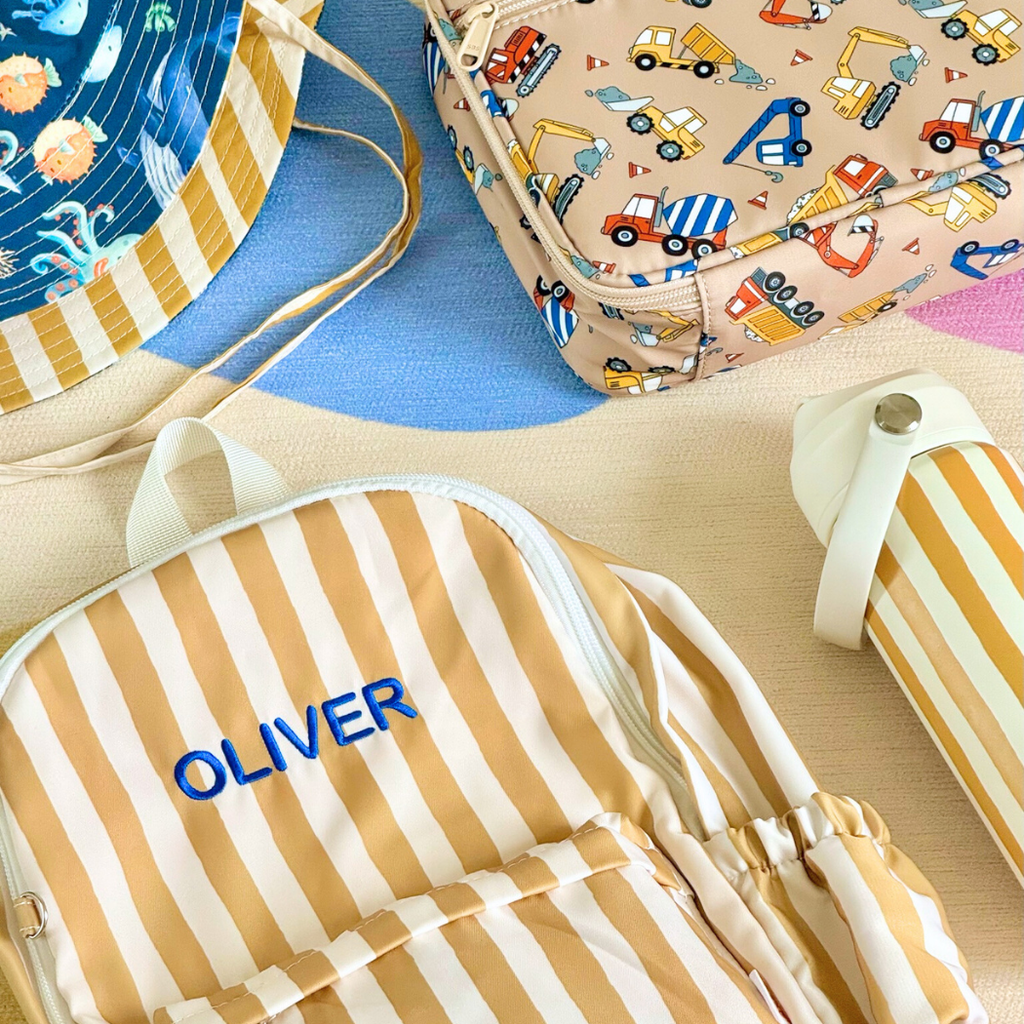 Mustard Stripe Mini Daycare/Toddler Backpack-Mini Backpack-Kinnder