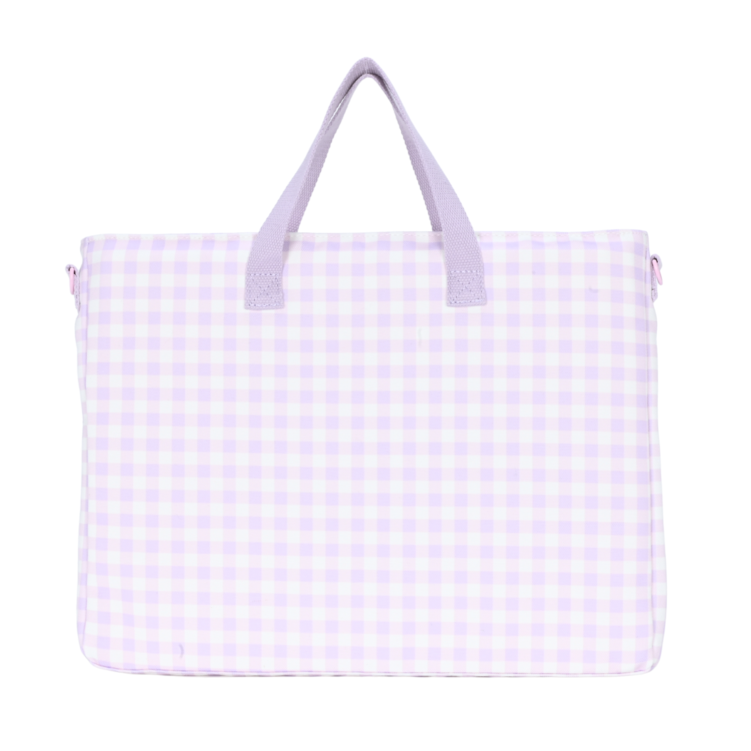 Lilac Gingham Library Bag-Kinnder