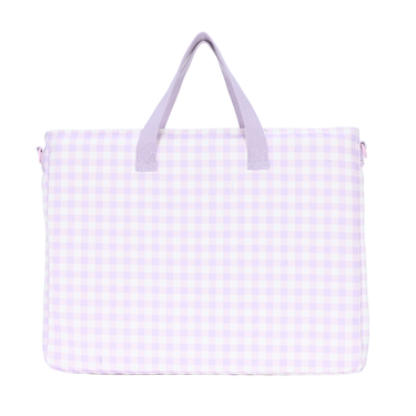 Lilac Gingham Library Bag-Kinnder