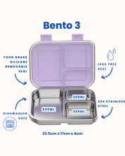 Bento 3 Blueberry Stainless Steel Bento Lunch Box-Kinnder