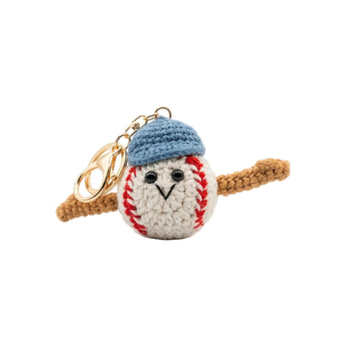 Baseball Crochet Bag Charm Keyring-Kinnder