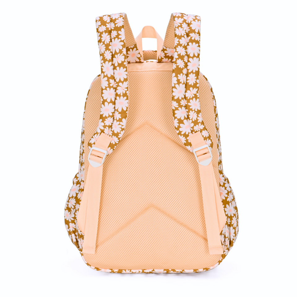 Floral Tan Kids Campus School Backpack | Kinnder