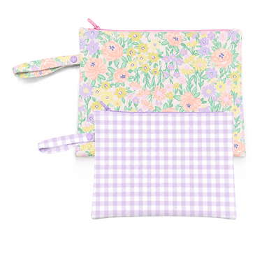 Blossom Sherbet/Lilac Gingham Wet Bag Duo-Wet Bag-Kinnder