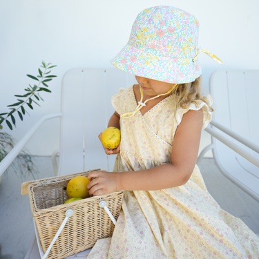 Blossom Sherbet/Yellow Gingham Reversible Bucket Hat-Kinnder