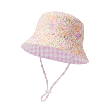 Blossom/Lilac Gingham Reversible Bucket Hat-Kinnder