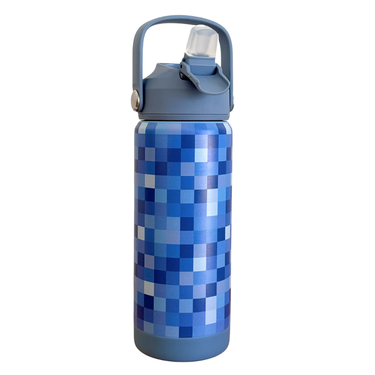 Blue Pixel Stainless Steel Drink Bottle 530ml-Kinnder