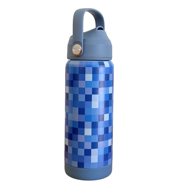 Blue Pixel Stainless Steel Drink Bottle 530ml-Kinnder
