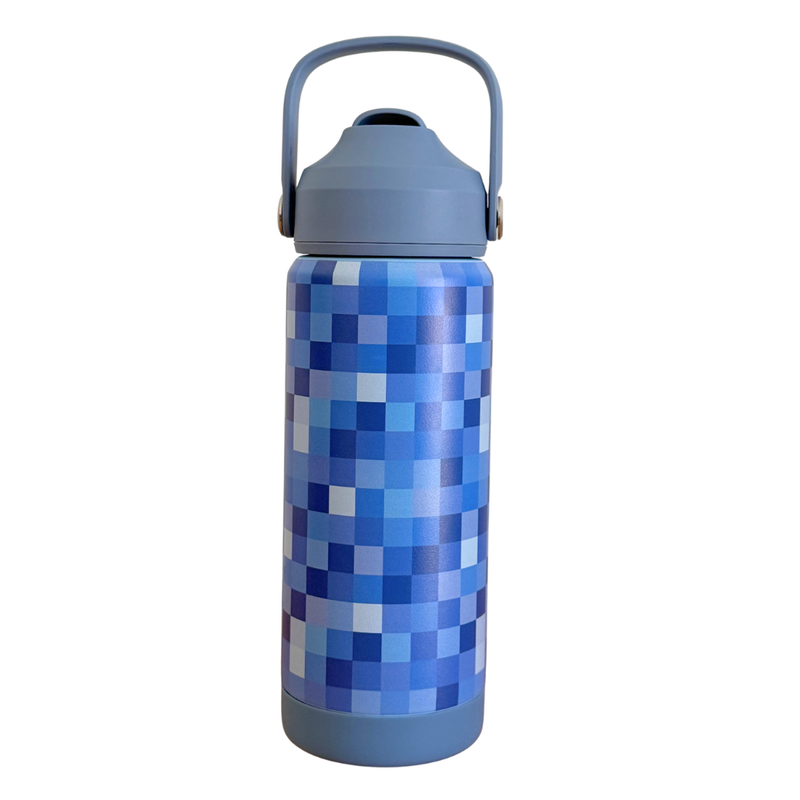 Blue Pixel Stainless Steel Drink Bottle 530ml-Kinnder