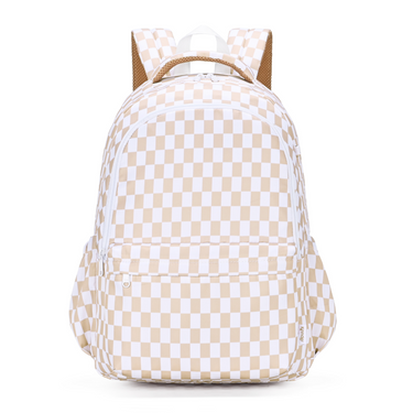 Caramel Check Campus School Backpack-Kinnder