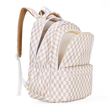 Caramel Check Campus School Backpack-Kinnder