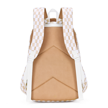 Caramel Check Campus School Backpack-Kinnder
