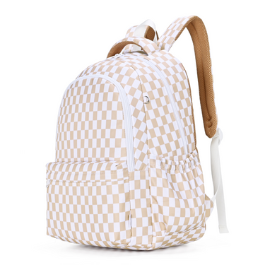 Caramel Check Campus School Backpack-Kinnder