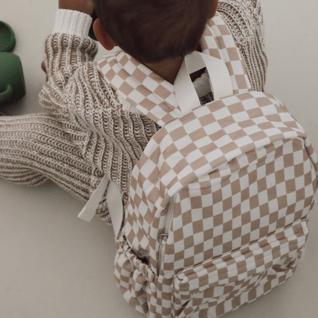 brown check mini backpack Caramel Check Mini Toddler Backpack | Daycare