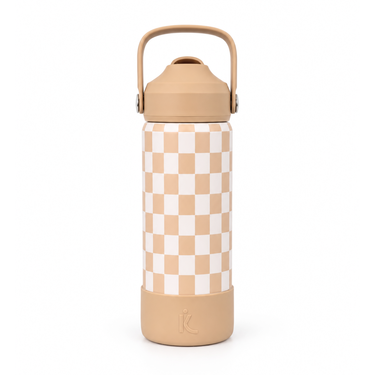 Caramel Check Stainless Steel Drink Bottle-Drink Bottle-Kinnder