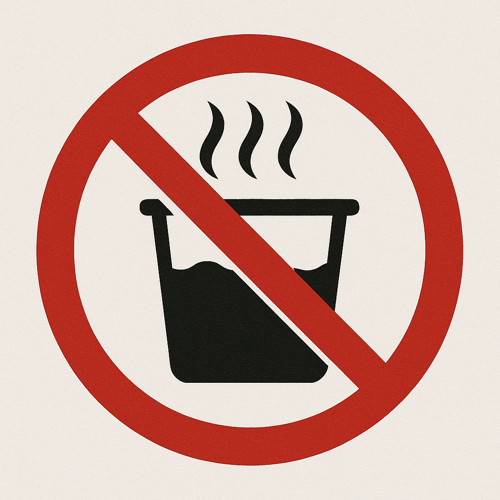 ✘ Use hot water – may cause shrinking or damage