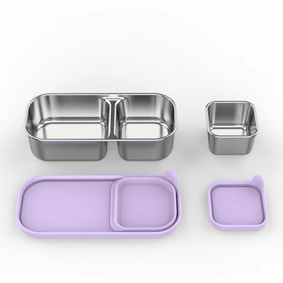 Lilac 3 Part Stainless Steel Snack Box Set-Kinnder