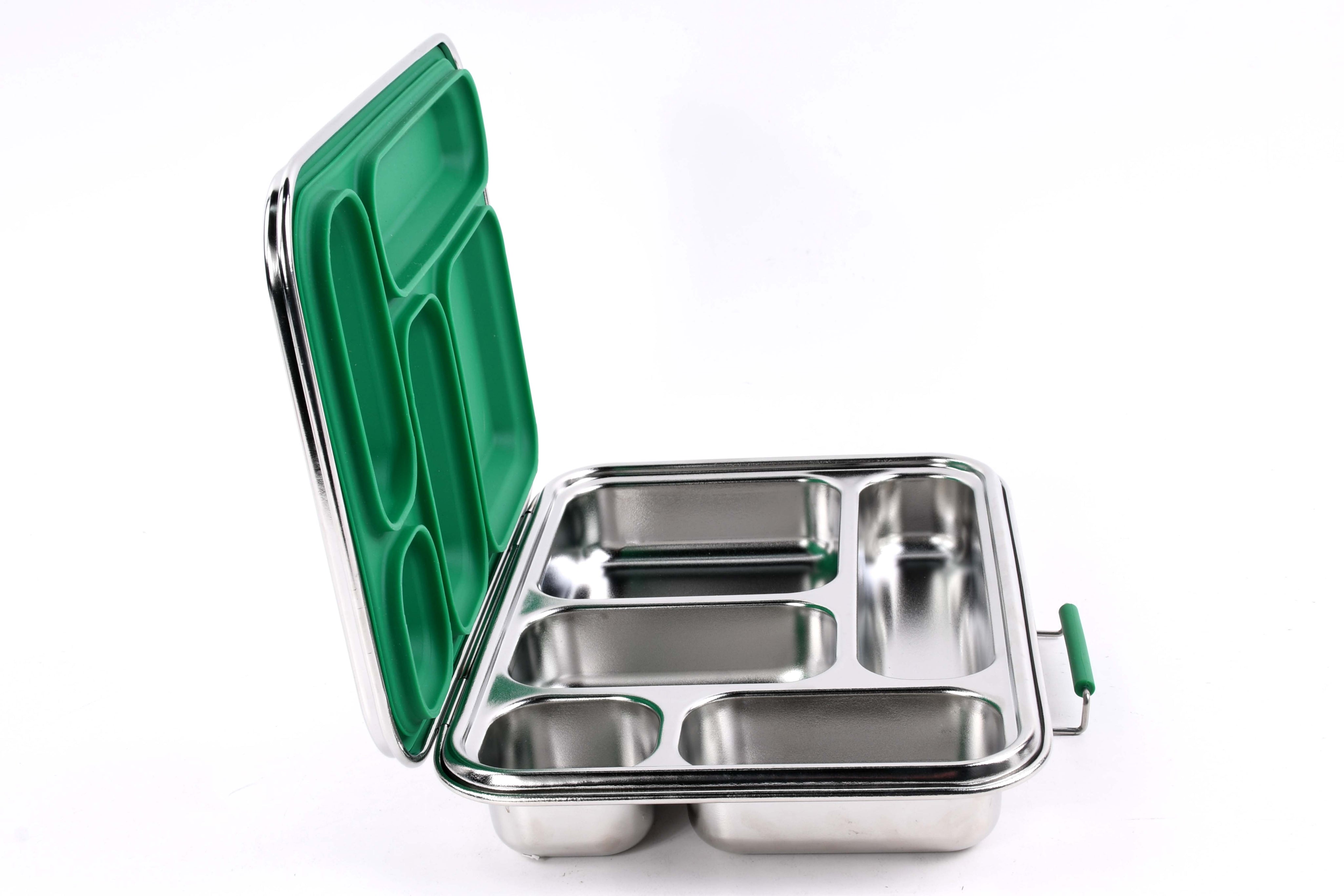 Bento 5 Green Stainless Steel Lunch Box-Kinnder