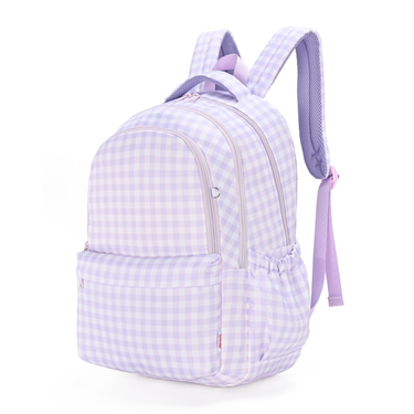 Lilac Gingham Campus School Backpack 2.0-Kinnder