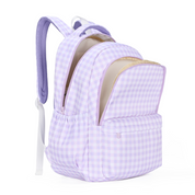 Lilac Gingham Campus School Backpack-Kinnder