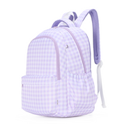 Lilac Gingham Campus School Backpack-Kinnder