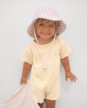 Lilac Gingham Cotton Bucket Hat-Kinnder