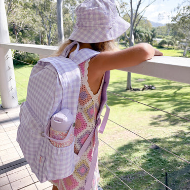 Lilac Gingham Junior Kindy/School Backpack-Junior Backpack-Kinnder
