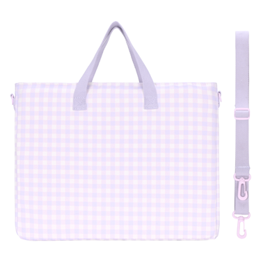 Lilac Gingham Library Bag-Kinnder