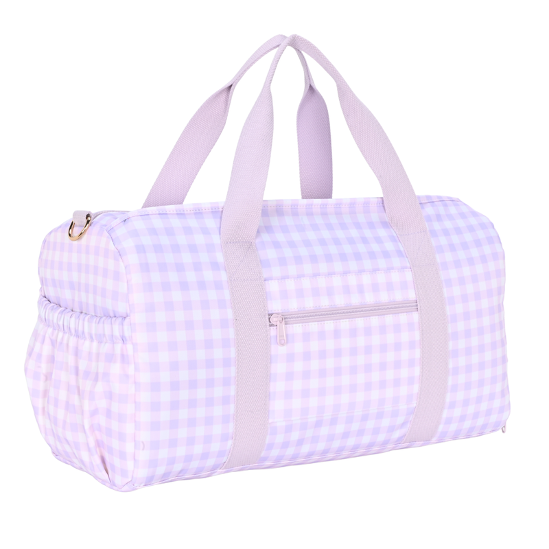 Lilac Gingham Weekend/Sport Duffle Bag-Kinnder