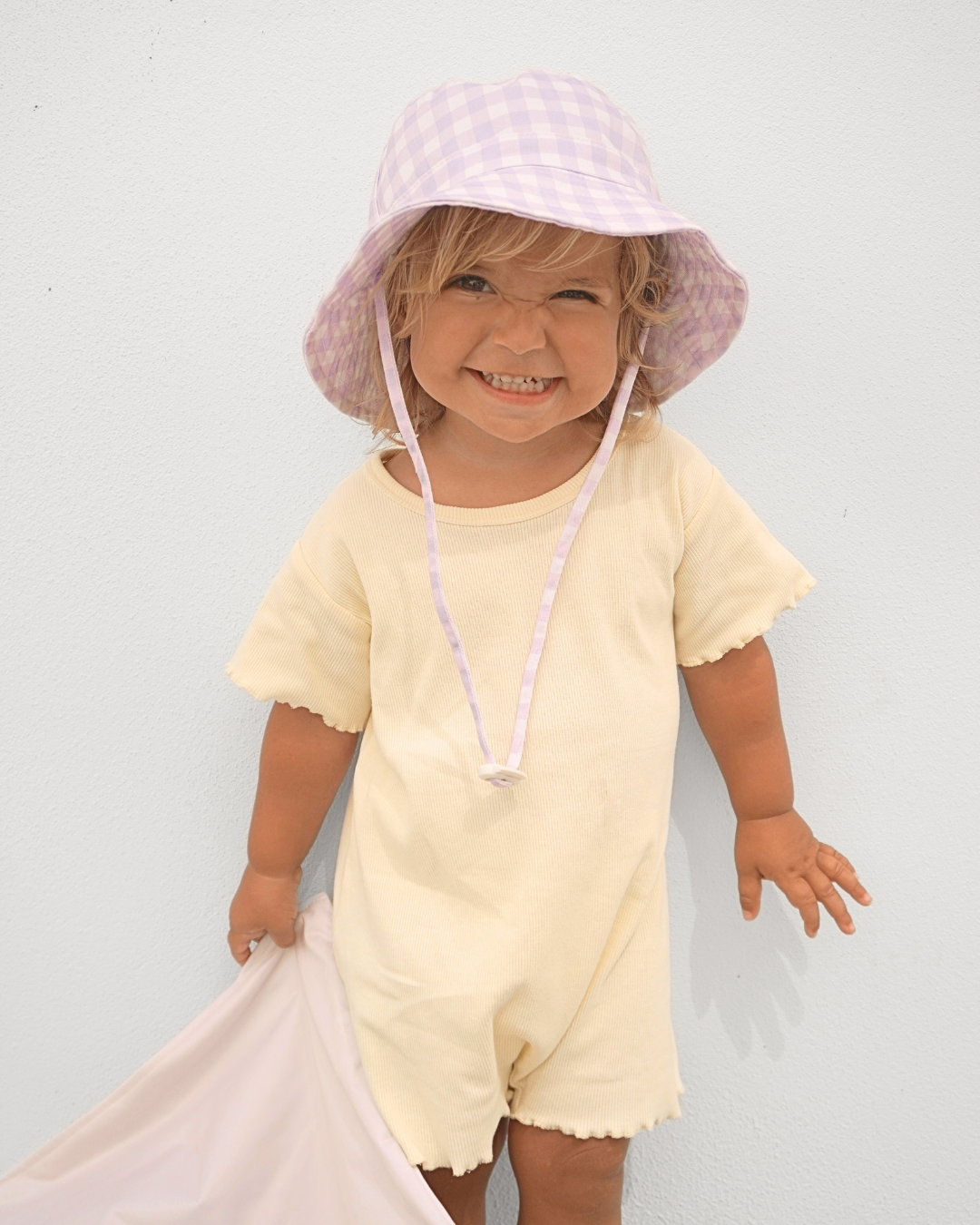Lilac Gingham Cotton Bucket Hat