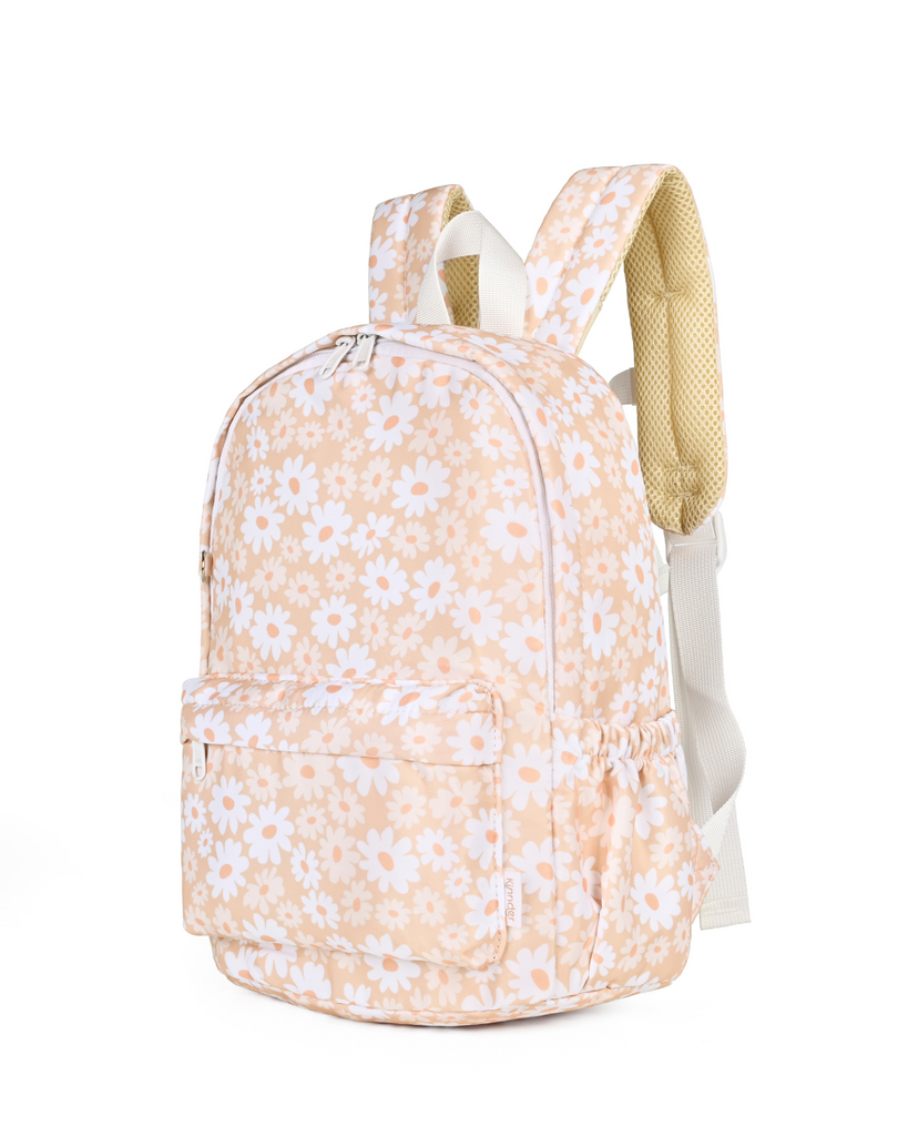 Pink & White Flower personalised toddler backpack for daycare, kindergarten or school