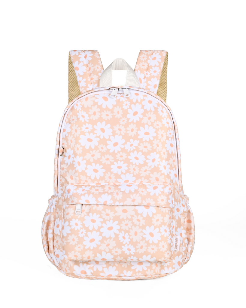 Pink & White Flower personalised toddler backpack for daycare, kindergarten or school