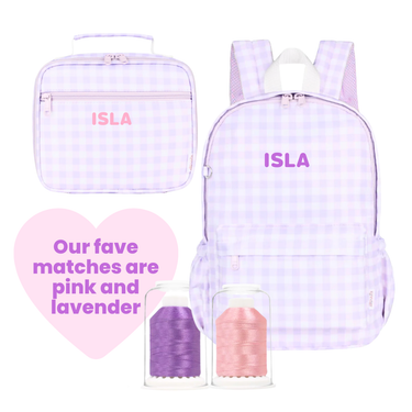 Lilac Gingham Library Bag-Kinnder