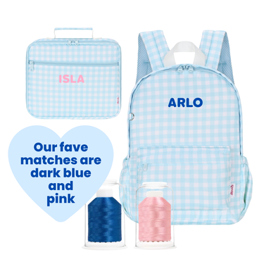 Blue Gingham Mini Daycare/Toddler Backpack-Kinnder