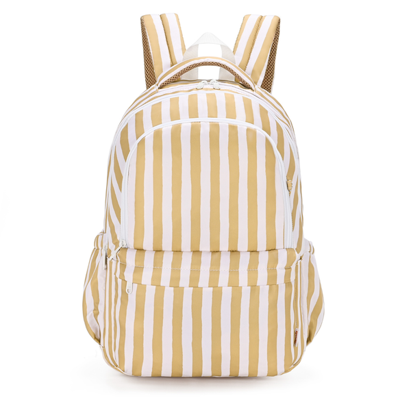 Mustard Stripe Campus School Backpack-Campus Backpack-Kinnder