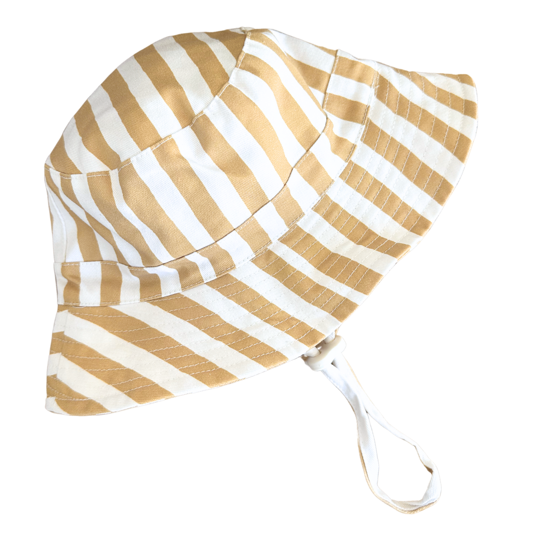 Mustard Stripe Cotton Bucket Hat-Kinnder