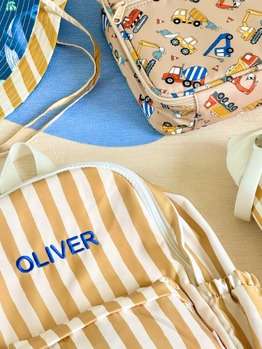 Mustard Stripe Mini Daycare/Toddler Backpack-Mini Backpack-Kinnder