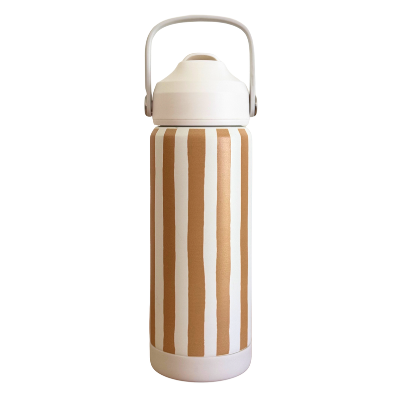 Mustard Stripe Stainless Steel Drink Bottle 530ml-Kinnder