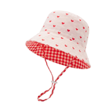 Petite Amour/Red Gingham Reversible Bucket Hat-Kinnder