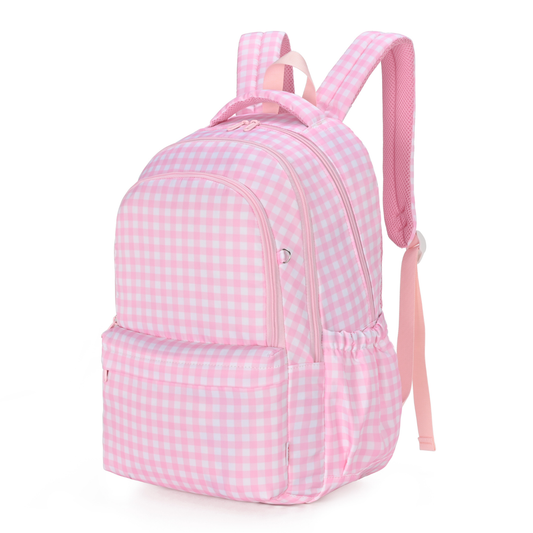 Pink Gingham Campus School Backpack 2.0-Kinnder