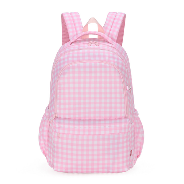 Pink Gingham Campus School Backpack-Campus Backpack-Kinnder