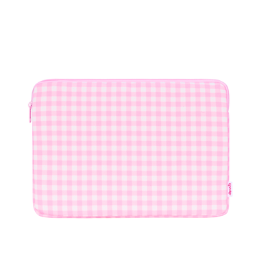 Pink Gingham Padded Laptop Sleeve-Kinnder