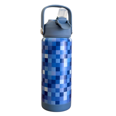 Blue Pixel Stainless Steel Drink Bottle 530ml-Kinnder
