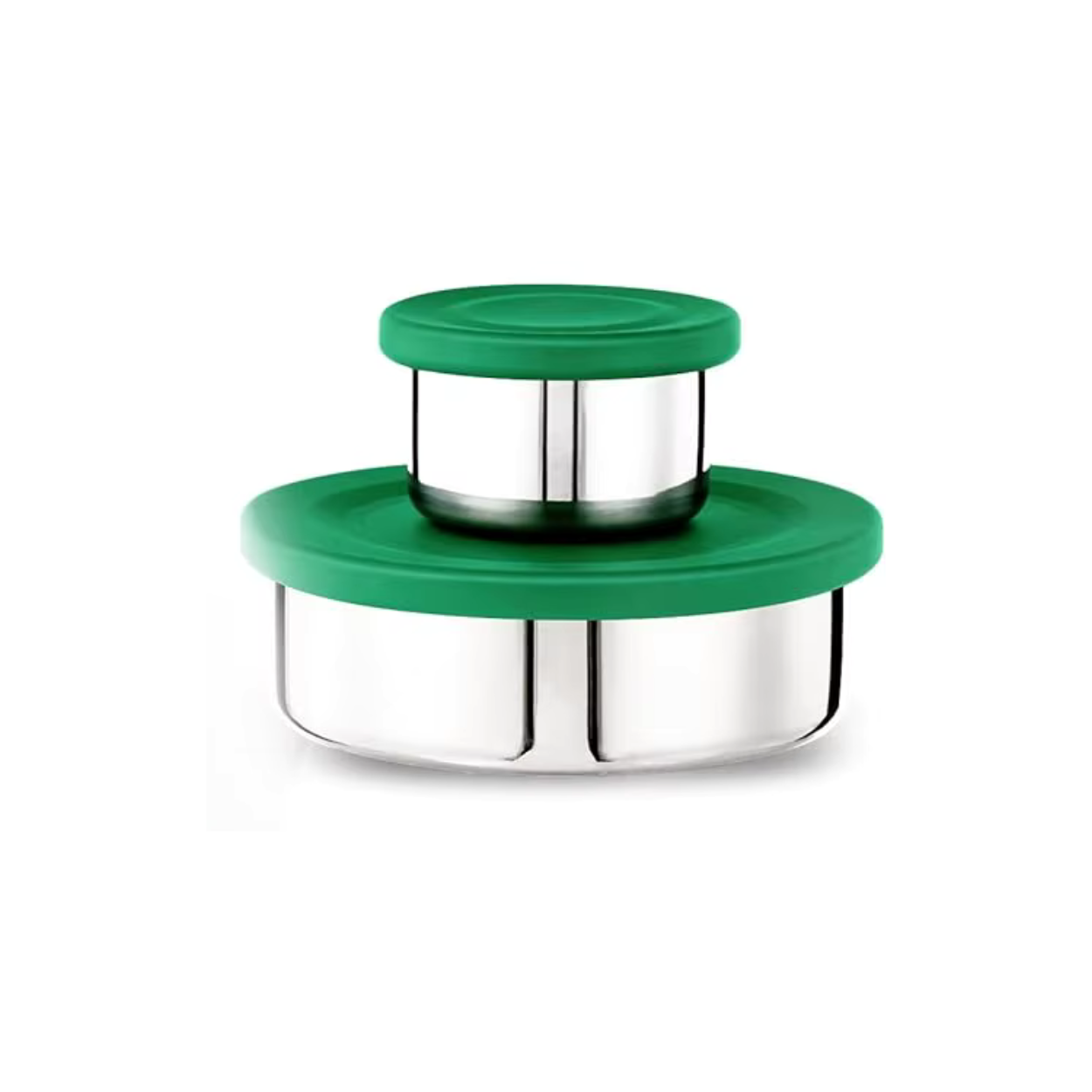 Green Round 2 Piece Stainless Steel Snack Box Set-Kinnder