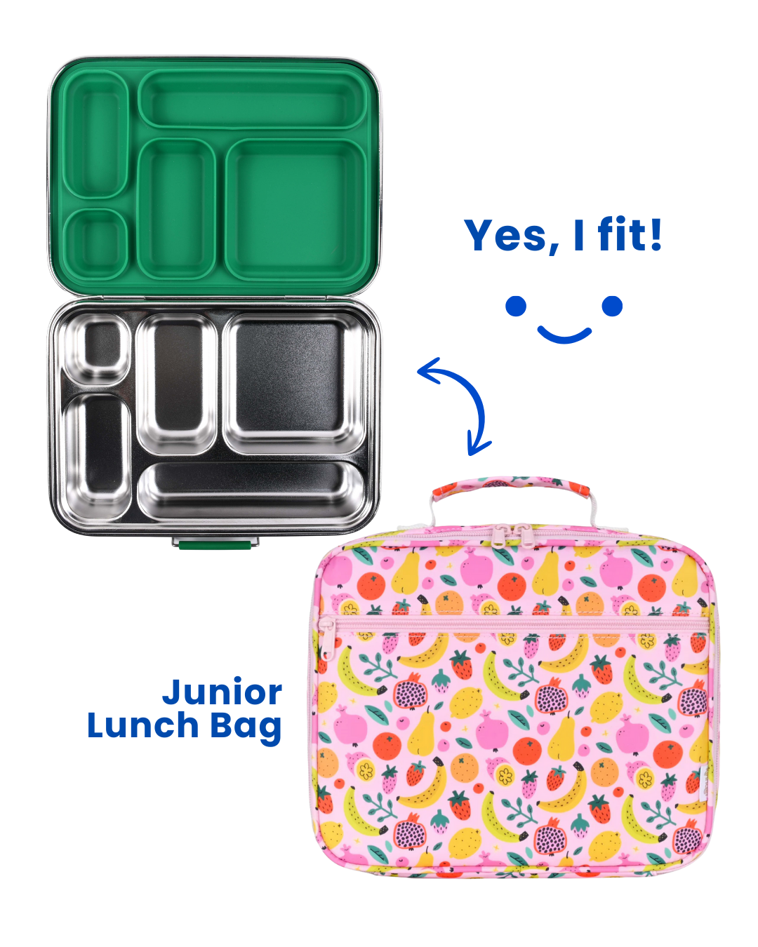 Bento 5 Green Stainless Steel Lunch Box-Kinnder