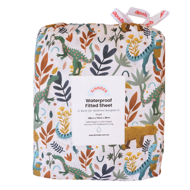 Dinoroar Waterproof Fitted Sheet-Kinnder