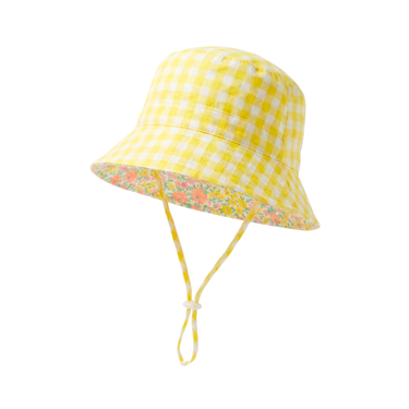 Blossom Sherbet/Yellow Gingham Reversible Bucket Hat-Kinnder