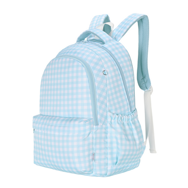 Blue Gingham Campus School Backpack-Kinnder