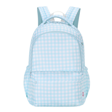 Blue Gingham Campus School Backpack-Kinnder