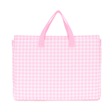 Pink Gingham Library Bag-Kinnder